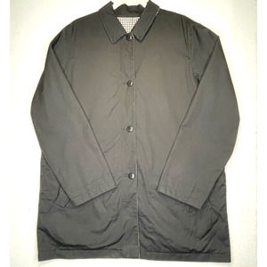 Lauren Ralph Lauren Jacket Womens Large Black Houndstooth Reversible Trench Coat